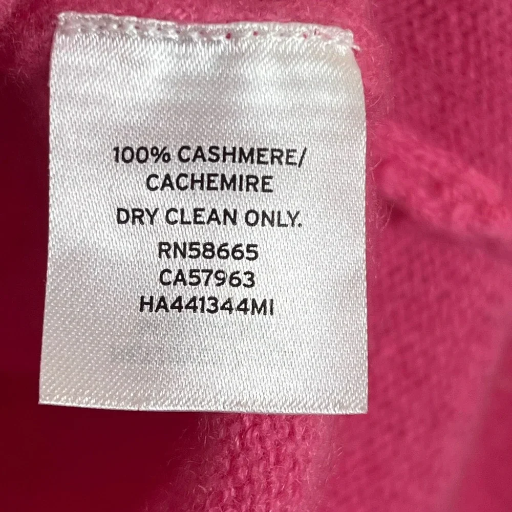 Halogen Womens 100% Cashmere V-Neck Sweater Hot Pink Long Sleeve Size Medium